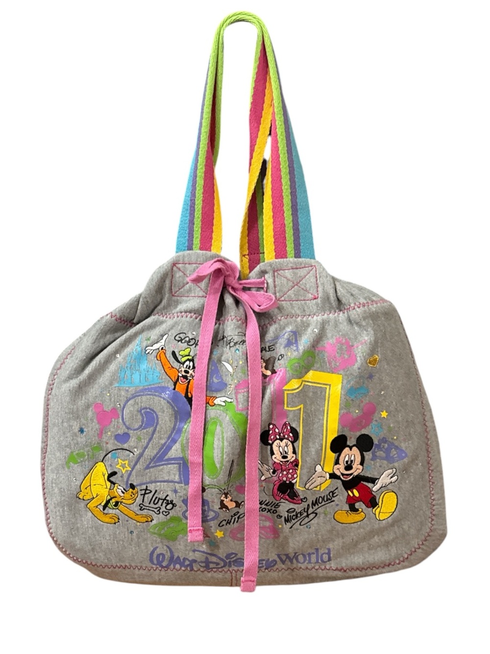 Grey shoulder bag with Disney characters (2011)
Size: Large